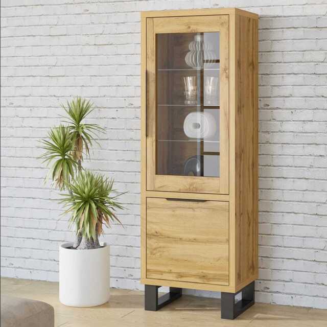 Halle 05 Tall Display Cabinet 84cm - Oak Wotan 64cm - image 1