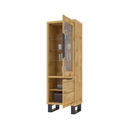 Halle 05 Tall Display Cabinet 84cm - Oak Wotan 64cm - thumbnail 3