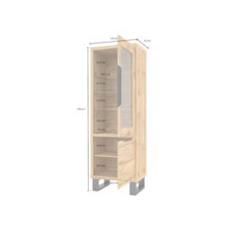Halle 05 Tall Display Cabinet 84cm - Oak Wotan 64cm - thumbnail 4