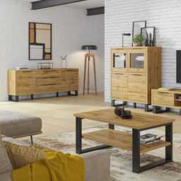 Halle 05 Tall Display Cabinet 84cm - Oak Wotan 64cm - thumbnail 5