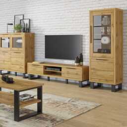 Halle 05 Tall Display Cabinet 84cm - Oak Wotan 64cm - thumbnail 6