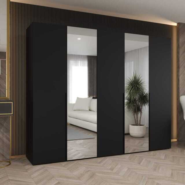 Alicante II Hinged Door Wardrobe 250cm - Black 250cm - image 1