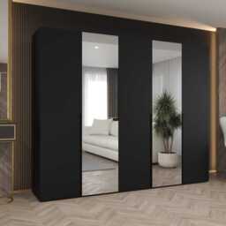 Alicante II Hinged Door Wardrobe 250cm - Black 250cm - thumbnail 1