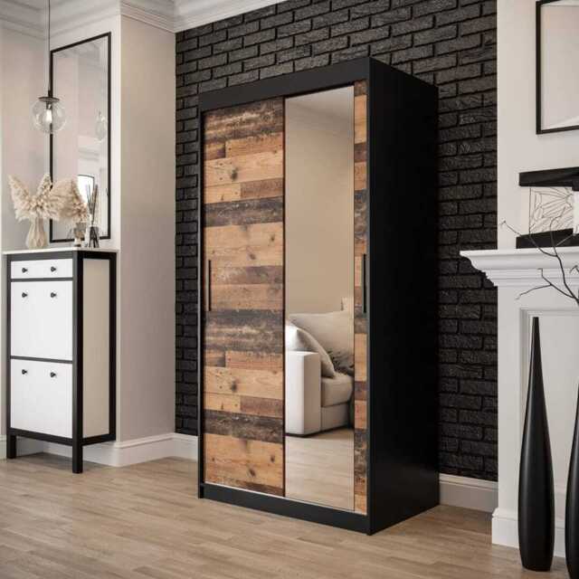 Tilburg II Sliding Door Wardrobe 100cm - Dark Oak 100cm - image 1