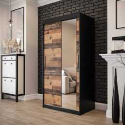 Tilburg II Sliding Door Wardrobe 100cm - Dark Oak 100cm