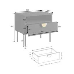 Mond Bedside Table 50cm - Black 50cm - thumbnail 5