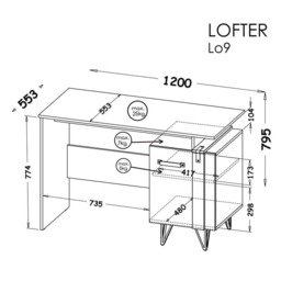 Lofter LO9 Computer Desk 120cm - Oak Wotan 120cm - thumbnail 4
