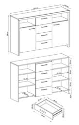 Sky Sideboard Cabinet 155cm - Oak Riviera 155cm - thumbnail 3