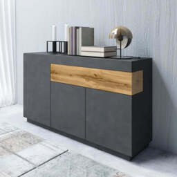 Silke 43 Sideboard Cabinet 150cm - White Gloss / Wotan Oak 150cm - thumbnail 2
