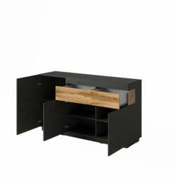 Silke 43 Sideboard Cabinet 150cm - White Gloss / Wotan Oak 150cm - thumbnail 4