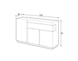 Silke 43 Sideboard Cabinet 150cm - White Gloss / Wotan Oak 150cm - thumbnail 6