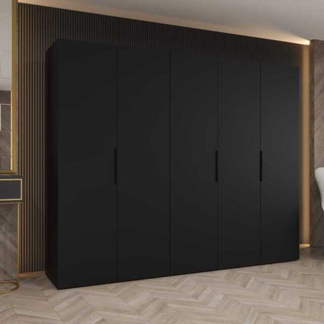 Marbella I Hinged Door Wardrobe 250cm - Black 250cm - image 1