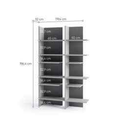 Fitt FL-01L Bookcase 119cm - Grey 119cm - thumbnail 4