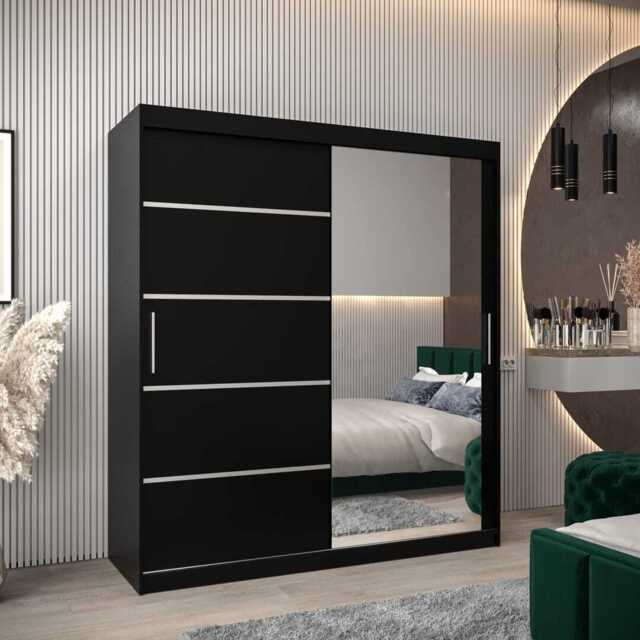 Verona 02 Sliding Door Wardrobe 180cm - Black 180cm - image 1