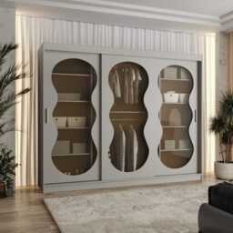 Bahrain III Sliding Door Wardrobe 250cm - Cashmere 250cm