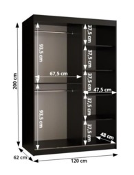 Ramiro I Sliding Door Wardrobe 120cm - White 120cm - thumbnail 6