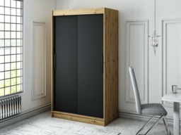 Leto T Sliding Door Wardrobe 120cm - Black 120cm - thumbnail 2