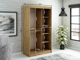 Leto T Sliding Door Wardrobe 120cm - Black 120cm - thumbnail 4