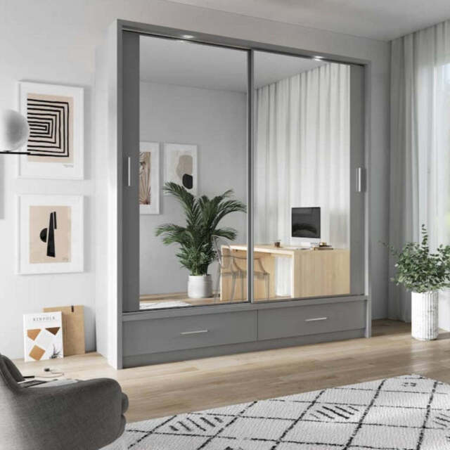 Arti 24 - 2 Sliding Door Wardrobe 200cm - Grey Matt 200cm - image 1