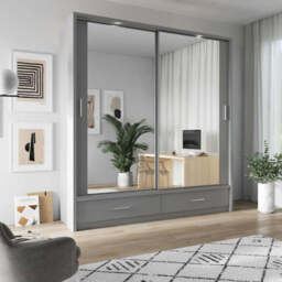 Arti 24 - 2 Sliding Door Wardrobe 200cm - Grey Matt 200cm - thumbnail 1