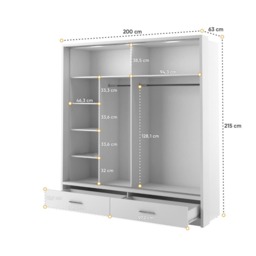 Arti 24 - 2 Sliding Door Wardrobe 200cm - Grey Matt 200cm - thumbnail 6