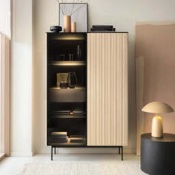 Orta Tall Display Cabinet 107cm - Cashmere 107cm - thumbnail 2