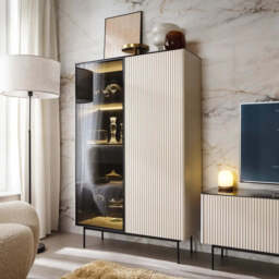 Orta Tall Display Cabinet 107cm - Cashmere 107cm