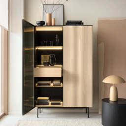 Orta Tall Display Cabinet 107cm - Cashmere 107cm - thumbnail 3