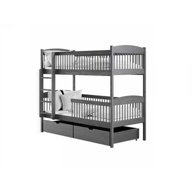 Wooden Bunk Bed Luna With Storage - Graphite Foam Mattresses - image 1