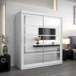 Roma II Sliding Door Wardrobe 180cm - White 180cm