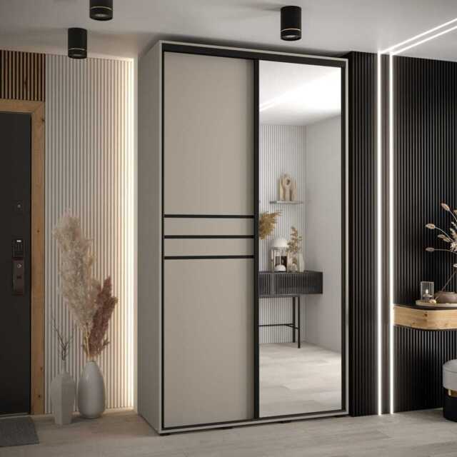 Dakota XI Sliding Door Wardrobe 130cm - Cashmere 130cm - image 1