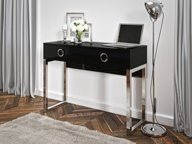 Milla Desk with Drawer 110cm - Black Gloss 110cm - image 1