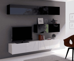 "Calabrini 8 Entertainment Unit For TVs Up To 42"" - Black Gloss 210cm" - thumbnail 3
