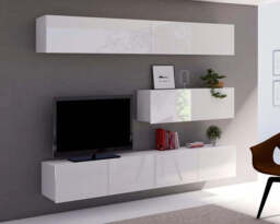 "Calabrini 8 Entertainment Unit For TVs Up To 42"" - Black Gloss 210cm" - thumbnail 4