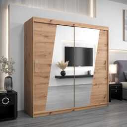 Rhomb Sliding Door Wardrobe 200cm - Oak Artisan 200cm