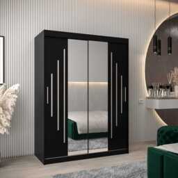 York I Sliding Door Wardrobe 150cm - Black 150cm - thumbnail 1