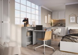 Work Concept Slim Convertible Hidden Desk 90cm - Grey Left 90cm - thumbnail 4