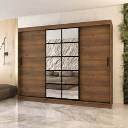 Orlando Sliding Door Wardrobe 250cm - Oak Walnut 250cm