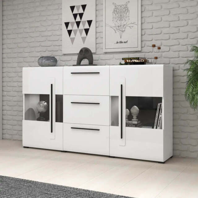 Tulsa 28 Display Cabinet 180cm - White Gloss 180cm - image 1