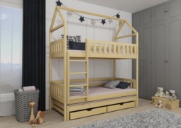 Iga Bunk Bed with Trundle and Storage - Pine Without Mattresses