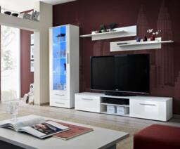 "Galino A Entertainment Unit For TVs Up To 75"" - 250cm White Gloss Wenge" - thumbnail 2