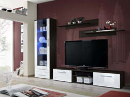 "Galino A Entertainment Unit For TVs Up To 75"" - 250cm White Gloss Wenge" - thumbnail 1