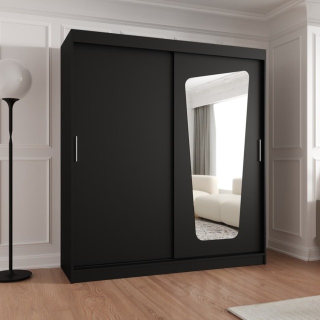 Moka Sliding Door Wardrobe 180cm - Black 180cm - image 1