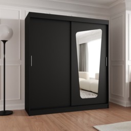 Moka Sliding Door Wardrobe 180cm - Black 180cm - thumbnail 1