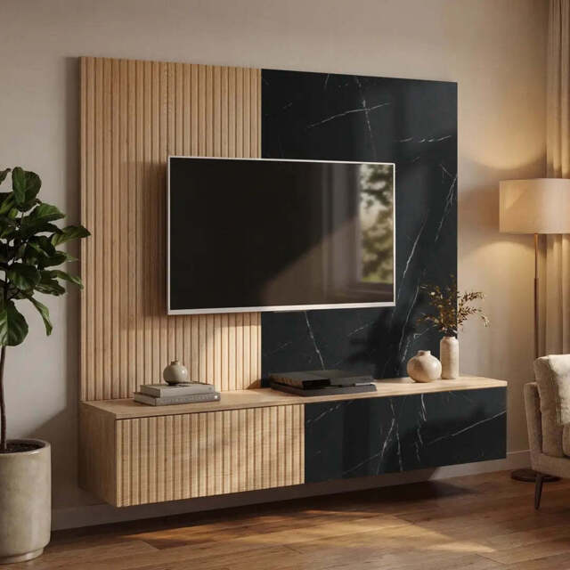 "Noir I Entertainment Unit For TVs Up To 70"" - Black 160cm" - image 1
