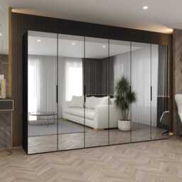 Marbella III Hinged Door Wardrobe 300cm - Black 300cm - thumbnail 1