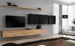 "Switch VII Entertainment Unit For TVs Up To 49"" - Oak Wotan 340cm Black" - thumbnail 1