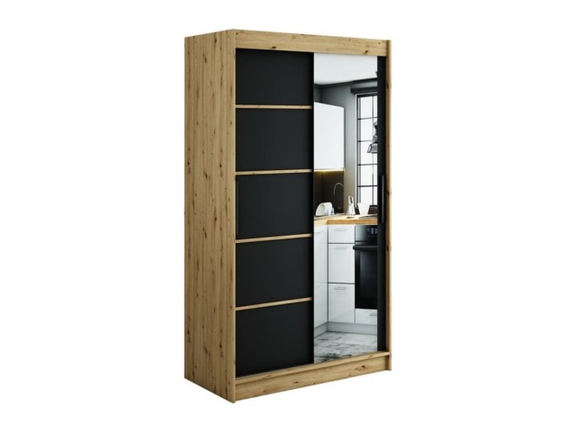 Leto V2 Sliding Door Wardrobe 120cm - Black 120cm - image 1
