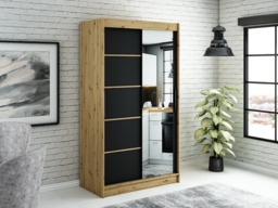 Leto V2 Sliding Door Wardrobe 120cm - Black 120cm - thumbnail 2