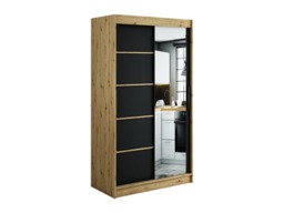 Leto V2 Sliding Door Wardrobe 120cm - Black 120cm - thumbnail 1